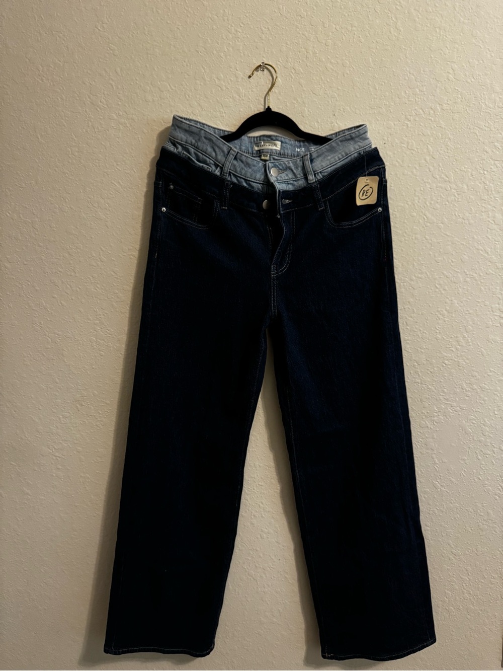 Warp + Weft Dark Blue Straight-Leg Women's Jeans